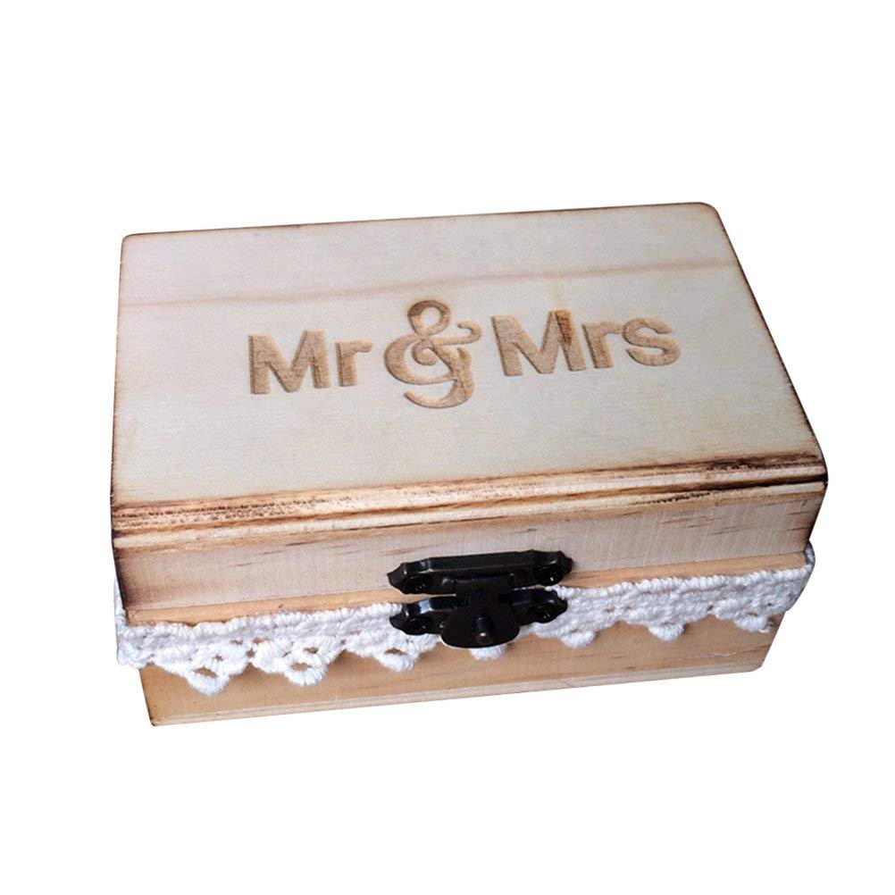 Elegant Wooden Wedding Ring Box for Engagement - Mr & Mrs Ring Bearer Holder - Perfect for Ceremonies, Proposals & Vow Renewals