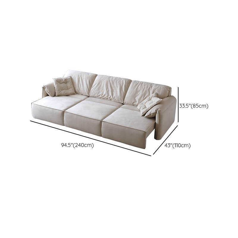 Minimalist White Convertible 3-Seater Sofa Bed - Modern Solid Color Sleeper Couch for Small Spaces, Living Room & Guest Room