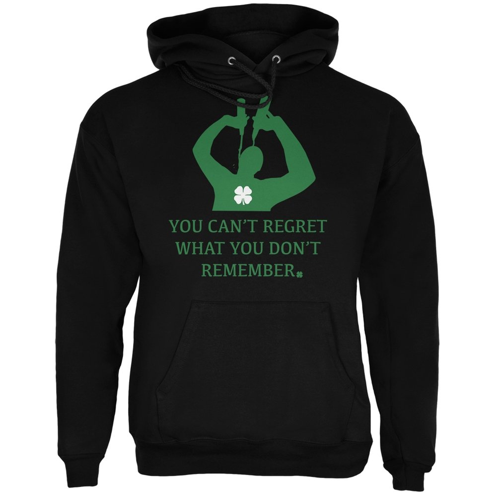 Old Glory Can't Regret St. Patrick's Day Black Adult Hoodie - Medium | Comfortable & Stylish for Parties, Festivals & Casual Wear