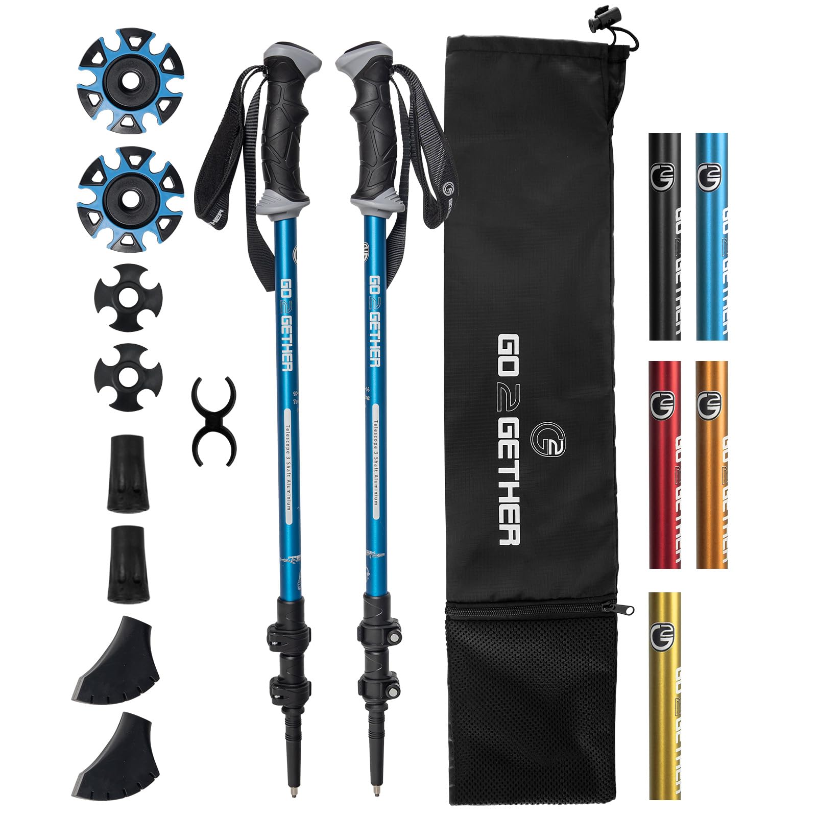 Adjustable Aluminum Trekking Poles for Hiking & Walking - Lightweight Quick-Lock Hiking Sticks with Ergonomic Handle, Padded Strap & Snow Baskets - Perfect for Mountain Trails, Backpacking & Snowy Terrain