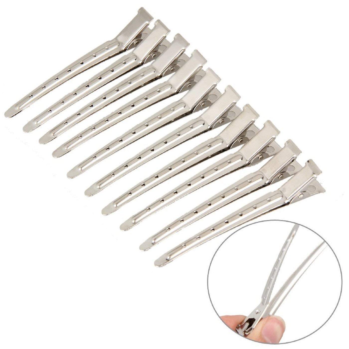 Alloy Steel Hair Sectioning Clips for Styling - 12-Piece Set (Silver) | Professional Hairdressing Accessories for Men & Women | Perfect for Salon, Home Use & DIY Haircuts