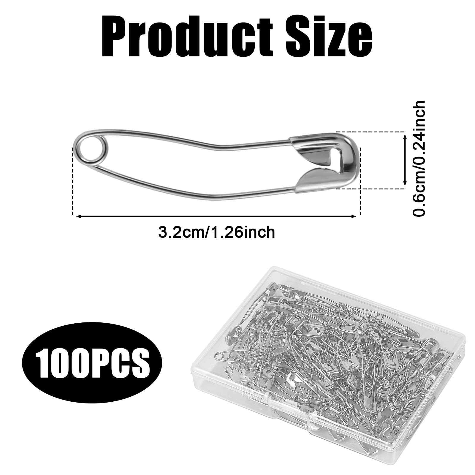 Curved Safety Pins 100pcs - 1.26