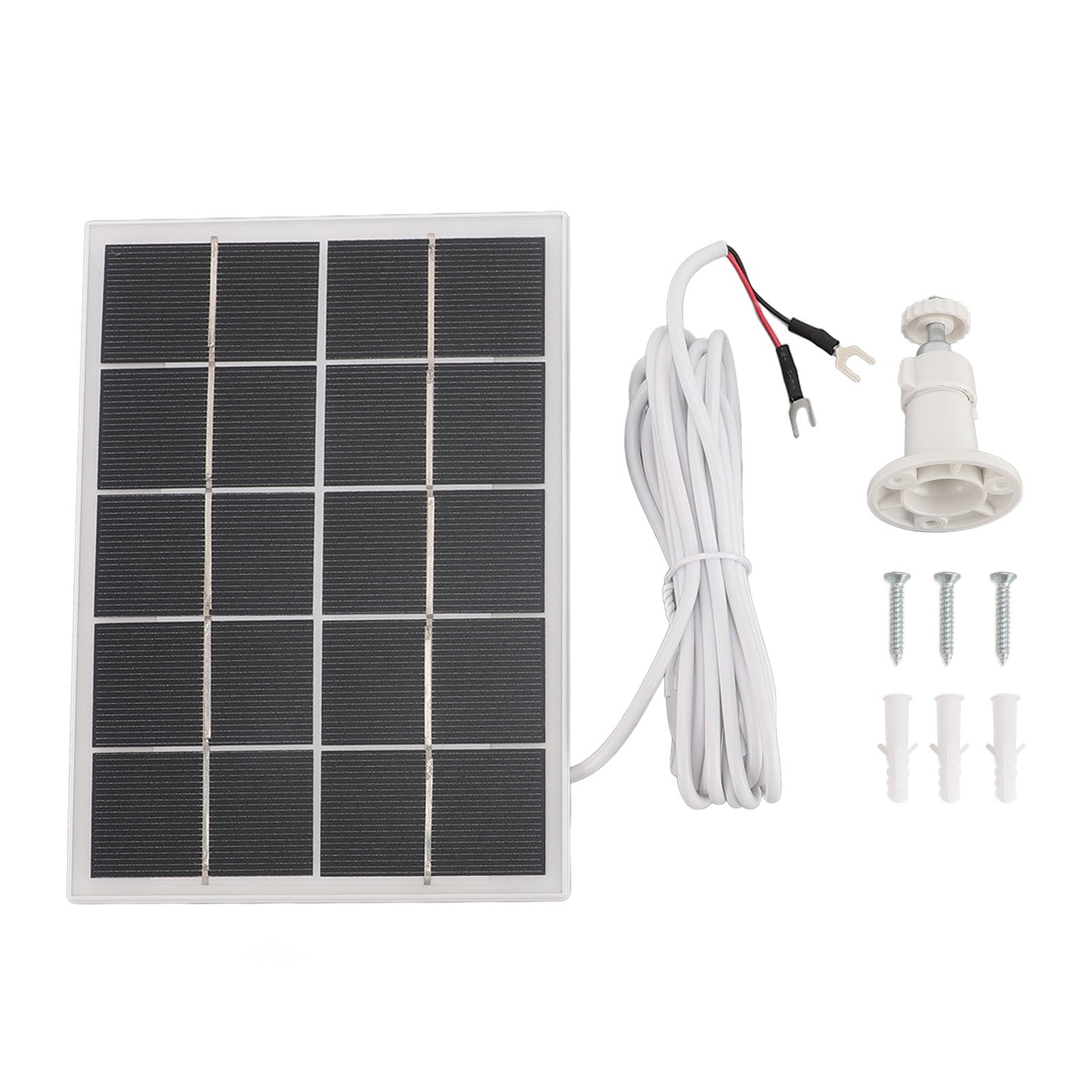 ASHATA 3W Solar Panel for Security Camera - 5V Waterproof Outdoor Solar Charger for Video Doorbell 4/3/2 Plus - Monocrystalline Wall Mounted Solar Power Panel (White) - Perfect for Home Security & Wireless Charging Solutions