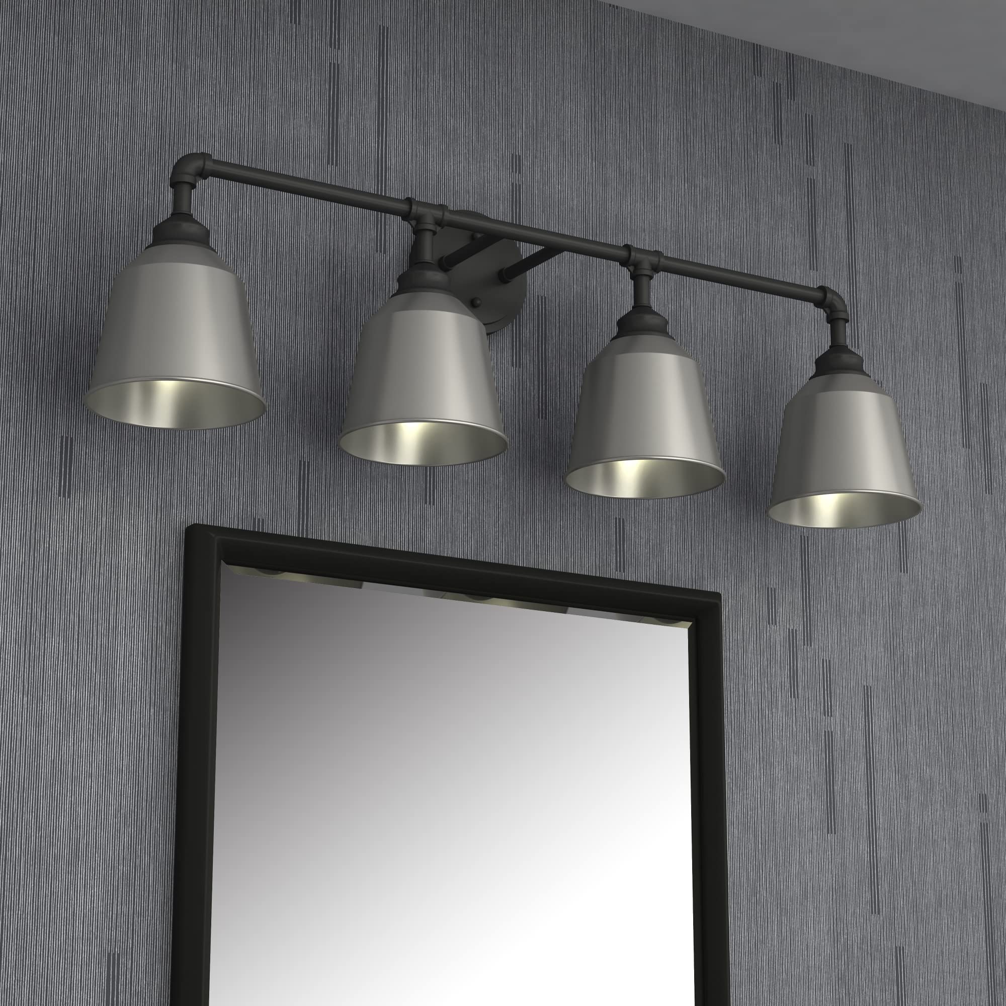 Vintage Industrial Wall Sconce Lighting - 4-Light Indoor/Outdoor Wall Mount Lamp in Burning Gray for Farmhouse, Bedroom & Bathroom Vanity | BA220-4BG-SL | Perfect for Porch, Hallway & Entryway Lighting
