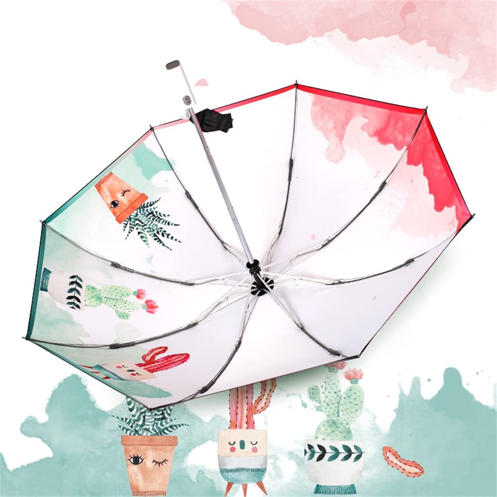 Transparent Automatic Umbrella - 3-Fold Reinforced Black Glue Sun Protection Umbrella for Women with Floral Design | UV Shield, Windproof & Waterproof | Perfect for Outdoor, Beach & Rainy Days (Color C)
