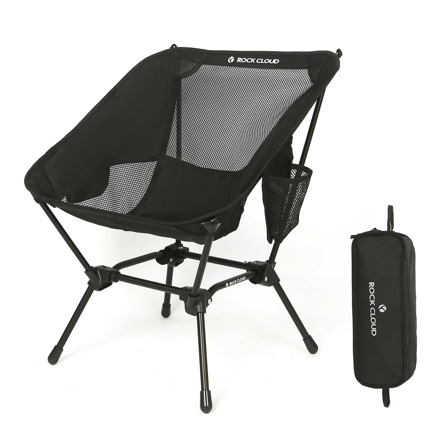 ROCK CLOUD Ultralight Portable Folding Camping Chair - Compact Outdoor Chair for Camping, Hiking, Backpacking, Beach, Lawn, Sports & Picnics (Black) - Perfect for Backyard BBQs, Tailgating & Outdoor Adventures