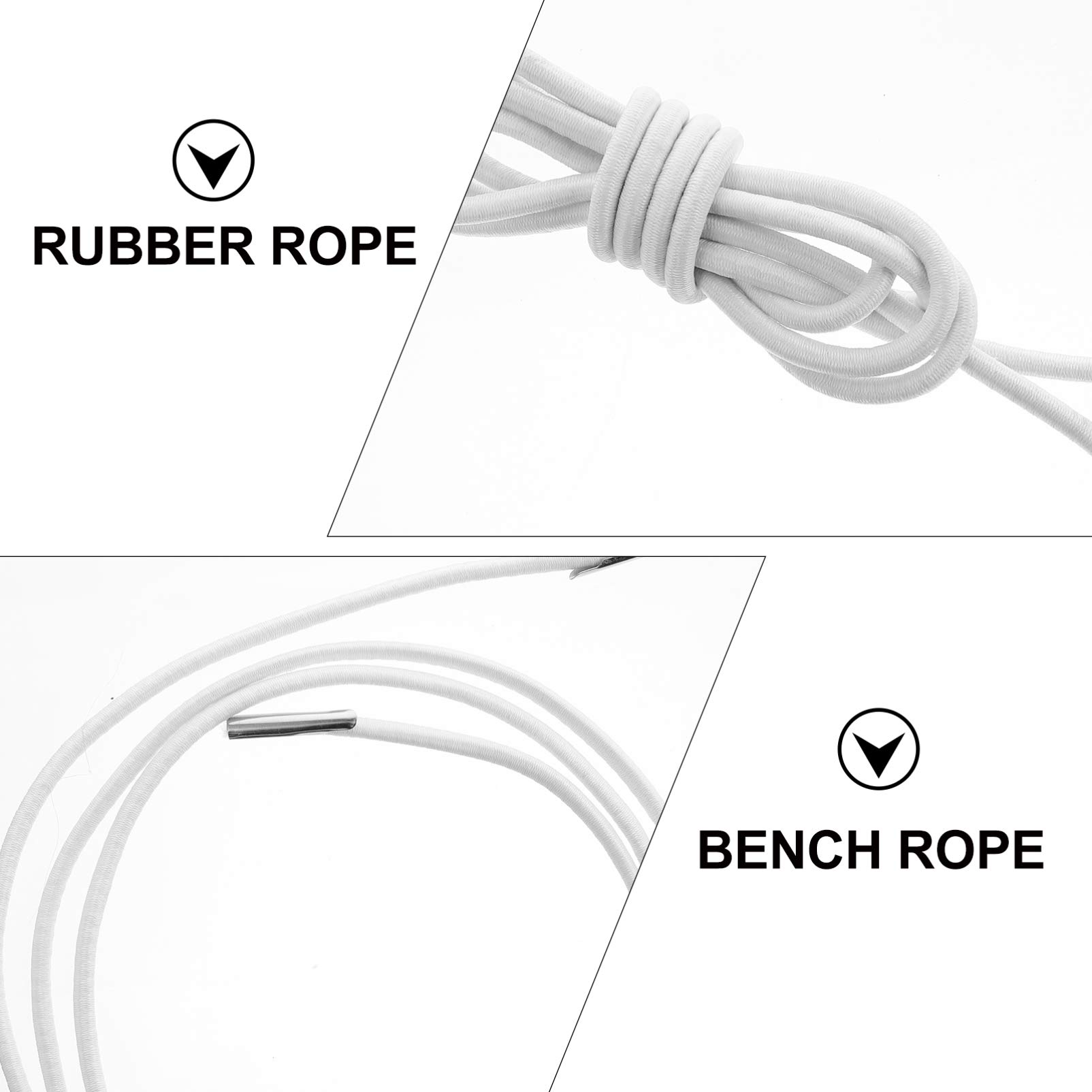4-Pack White Chaise Lounge Replacement Bungee Cords – Latex Core Rope Laces for Reclining Patio Chairs, Beach Chairs & Salon Chairs – Durable Outdoor Furniture Repair Accessories for Poolside, Backyard & Spa Relaxation