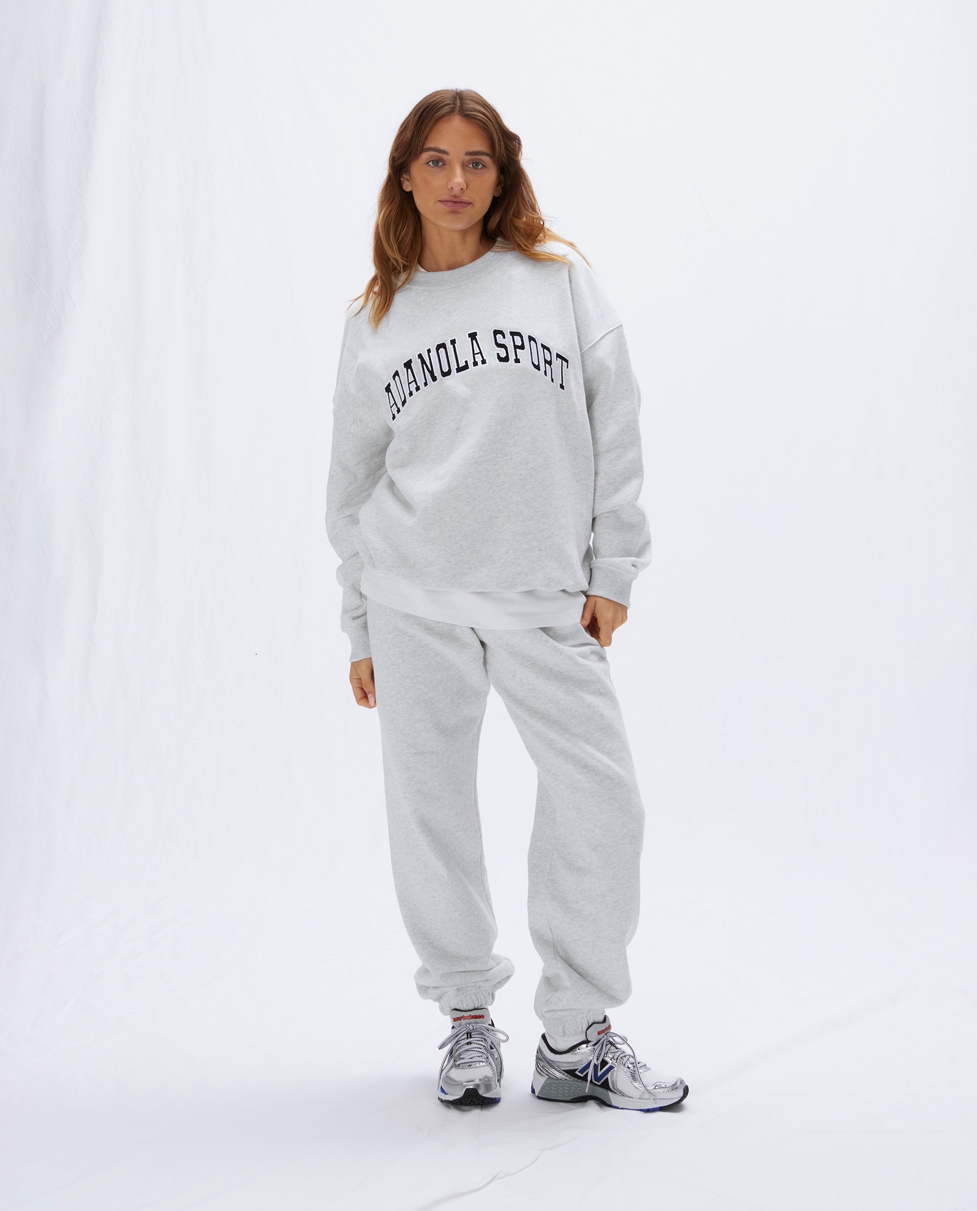 AS Oversized Sweatshirt for Women - Light Grey Melange Cotton Blend Pullover | Cozy Lounge Wear, Casual Street Style, Fall Winter Fashion Outfit
