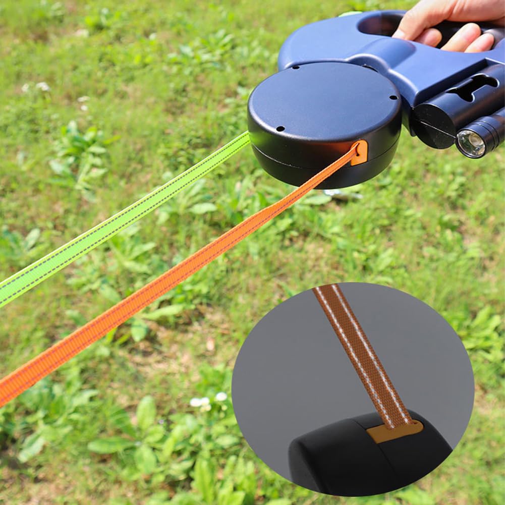**Retractable Dog Leash for Small & Medium Dogs - Tangle-Free, Strong 3M Leash with Night Light & Flashlight - One-Handed Locking, Double Head Design - Perfect for Outdoor Walking, Jogging & Nighttime Safety**