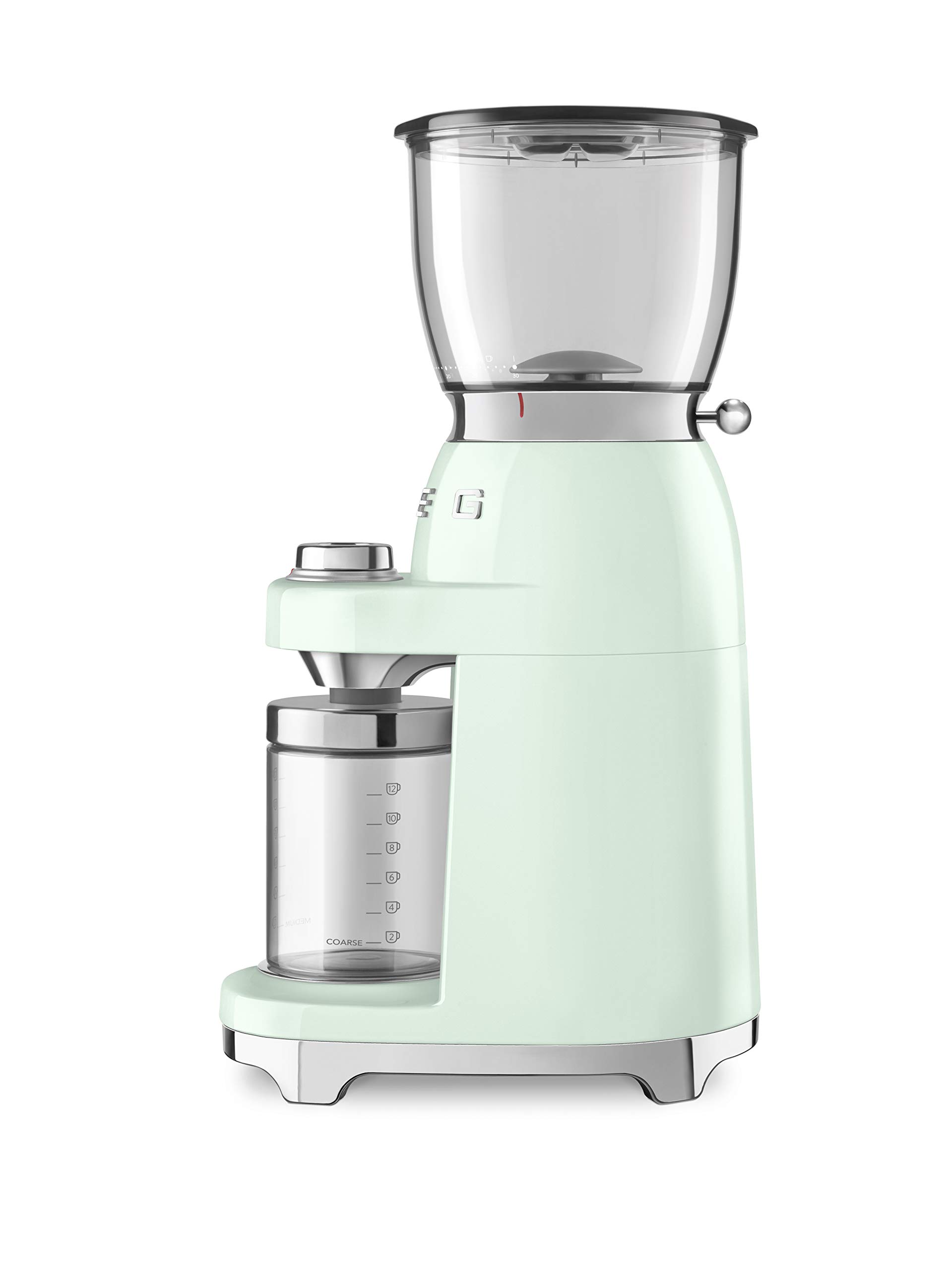 SMEG Retro-Style Electric Coffee Grinder for Fresh Ground Beans - Pastel Green Vintage Design - Perfect for Home, Office & Espresso Bar Use
