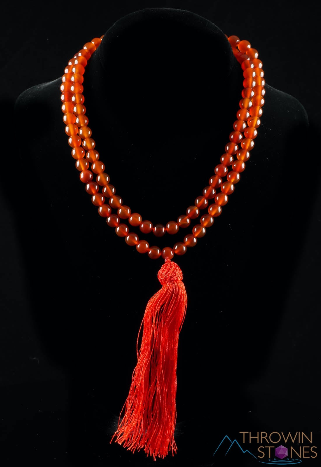 Healing Carnelian Crystal Mala Beaded Necklace - Handmade Gemstone Jewelry for Meditation, Yoga & Spiritual Balance - E0119