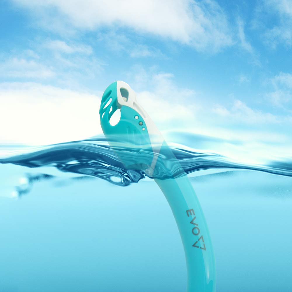 EVO One Dry Snorkel for Kids - Comfortable Snorkeling Gear with Splash Guard & Lower Purge Valve - Perfect for Swimming, Beach Vacations & Underwater Adventures (Ages 5-12)