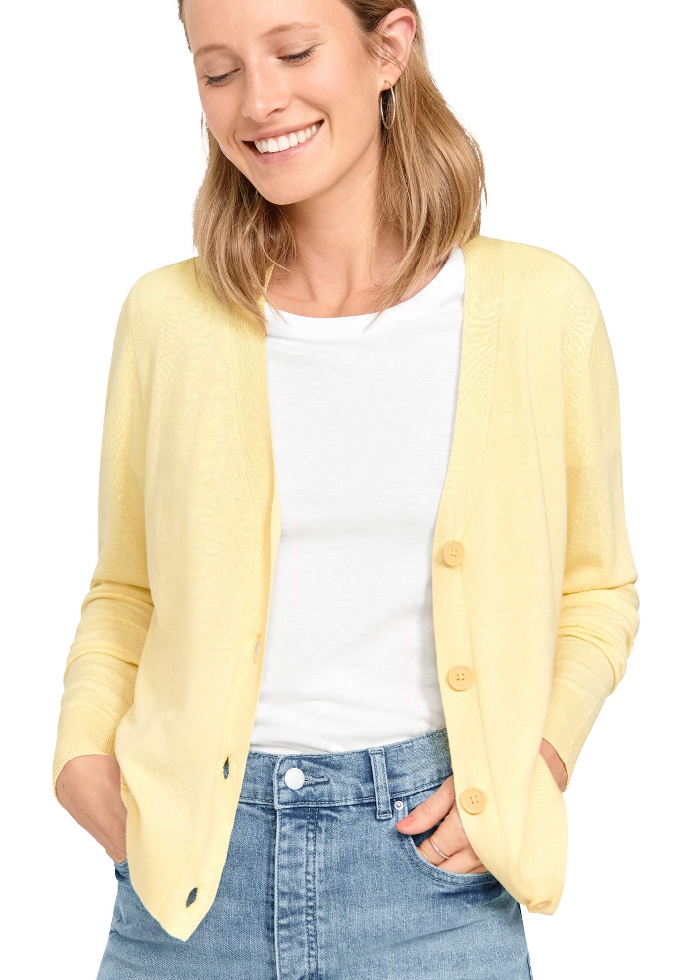 Ellos Women's Plus Size Boxy Cardigan Sweater | Oversized Open Front Knit Cardigan for Casual Wear & Layering