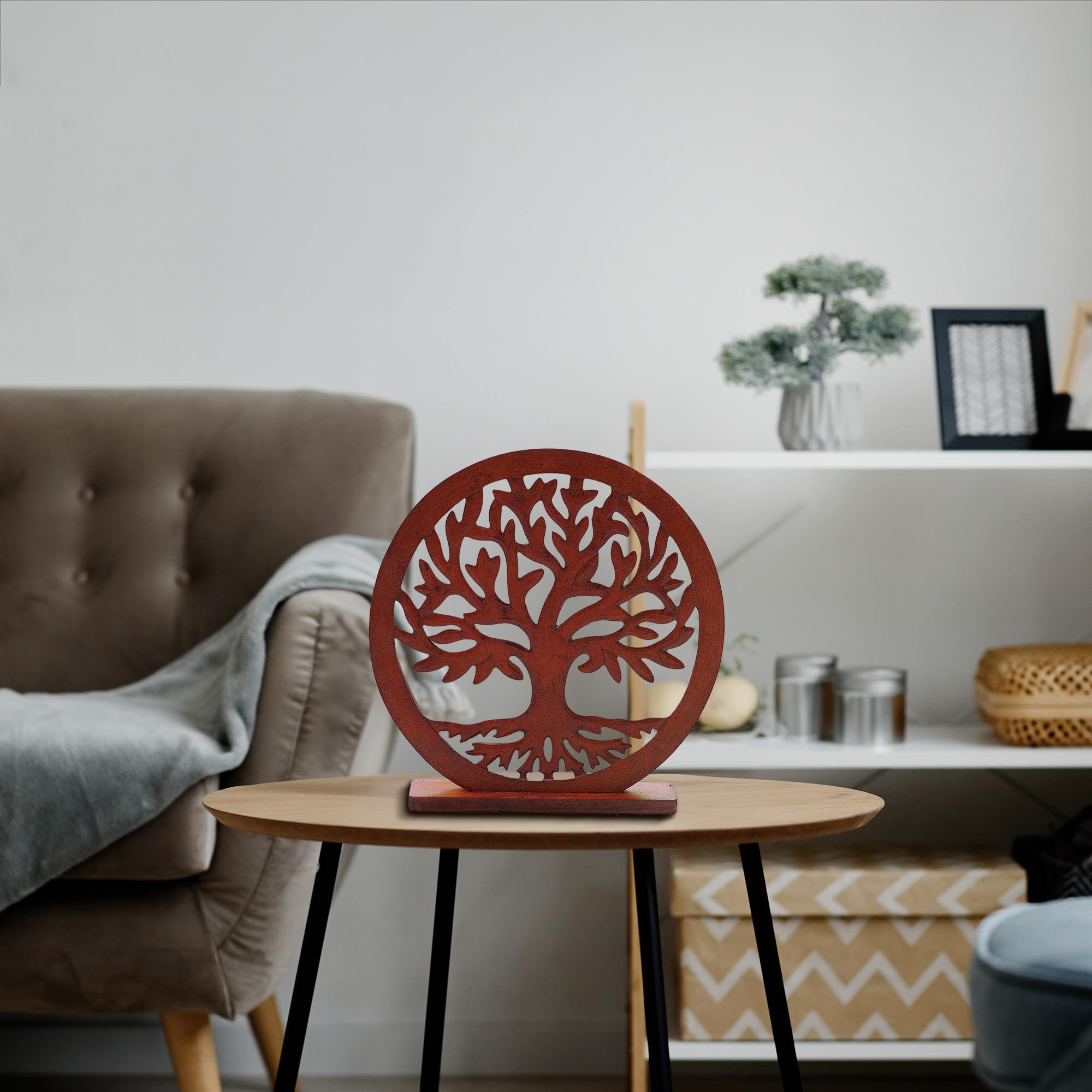 Tree of Life Wall Decor - Rustic Wooden Shelf Decor for Living Room, Farmhouse & Bedroom | Boho Tabletop Sculpture | Modern Zen Home Decor for Fireplace Mantle, Shelves & Nightstand | Spiritual Natural Wood Art for Cozy Home Aesthetic