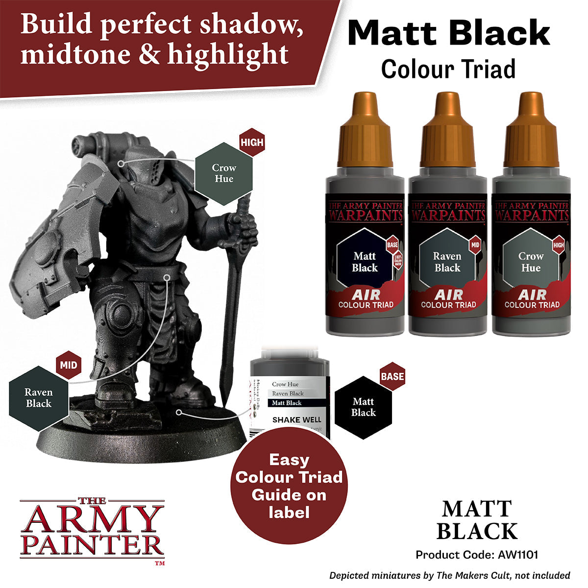 Warpaints Air Matt Black Paint - High-Quality Matte Finish for Miniatures, Models & DIY Crafts - Perfect for Warhammer, Cosplay & Tabletop Gaming