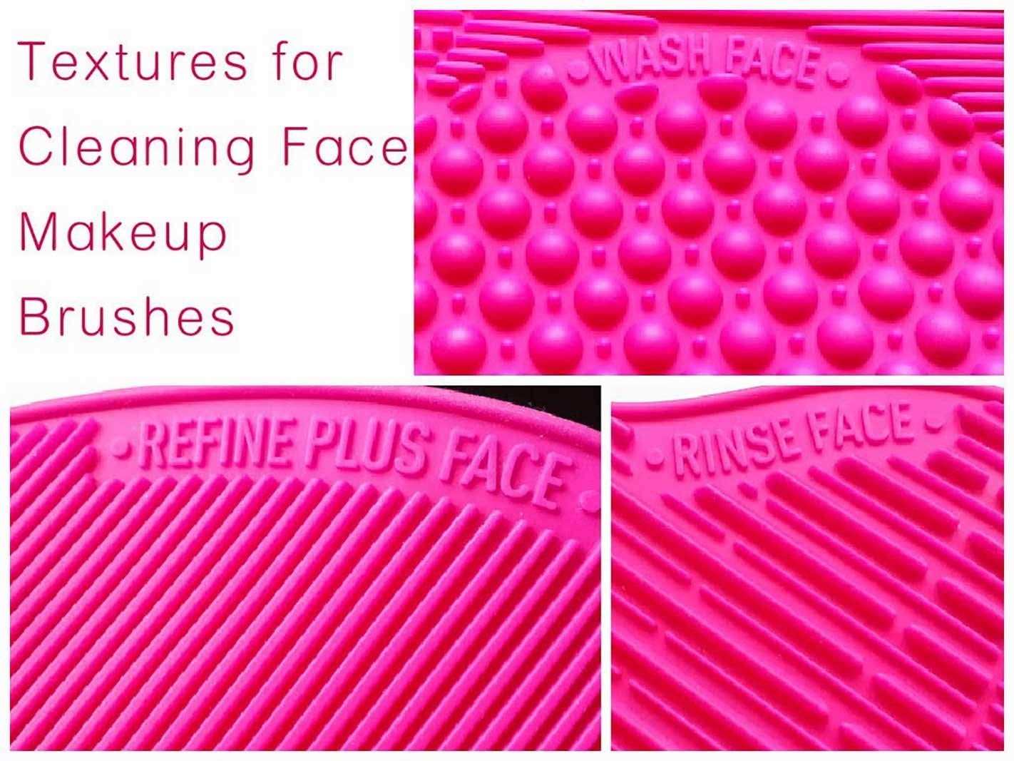 PREPSTO Silicone Makeup Brush Cleaning Mat - 2 Pack Pink Makeup Brush Cleaner Pad with Suction Cup | Portable Cosmetic Brush Scrubber for Professional & Home Use | Perfect for Sink, Countertop or Travel