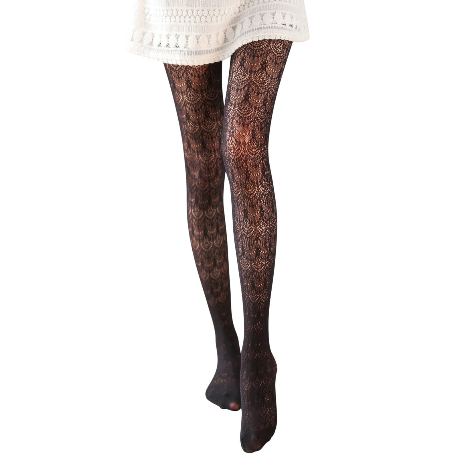 Sheer Black Tights for Women - Plus Size Lace Stockings for Work & Evening