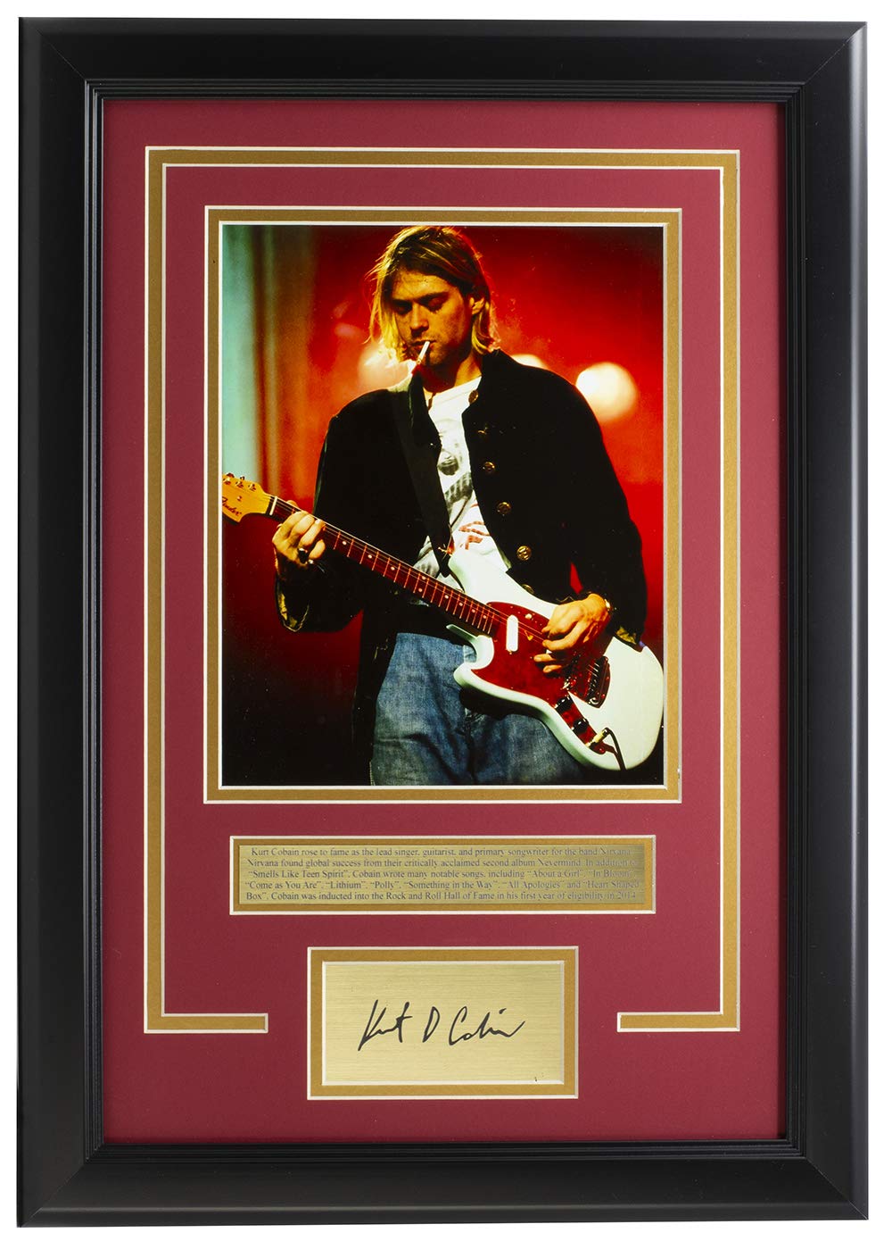 Kurt Cobain Framed 8x10 Photo with Laser Signature - Authentic Collectible for Music Fans, Home Decor & Gift Idea