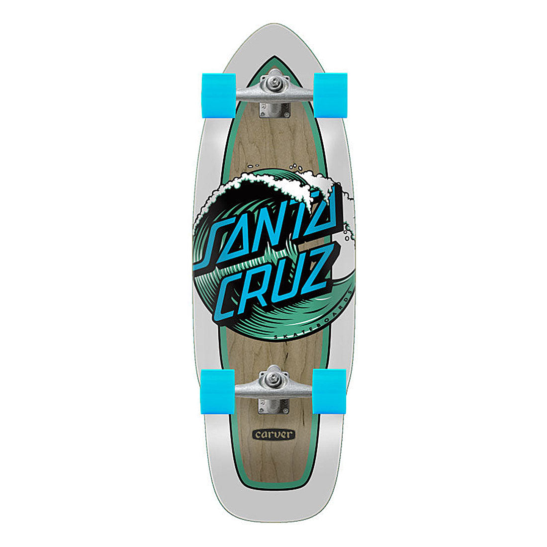 Santa Cruz Wave Dot Cut Back Carver Surf Skateboard 9.75 Inch - Perfect for Surf Training, Skatepark Riding & Cruising Streets