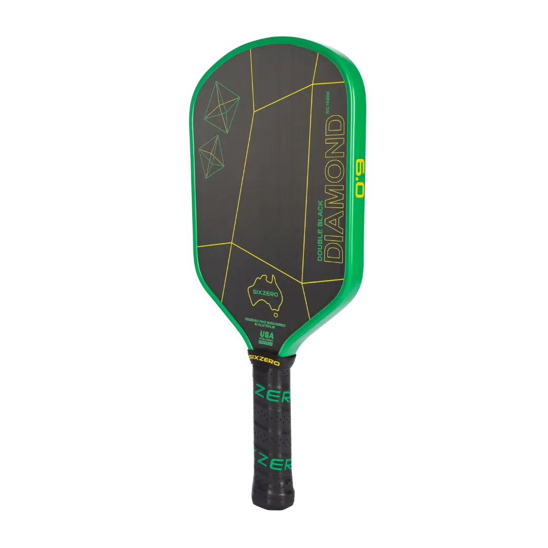 Six Zero Double Black Diamond Control 16mm Pickleball Paddle - Green/Gold | Premium Performance Pickleball Racket for Competitive Play & Tournament Use