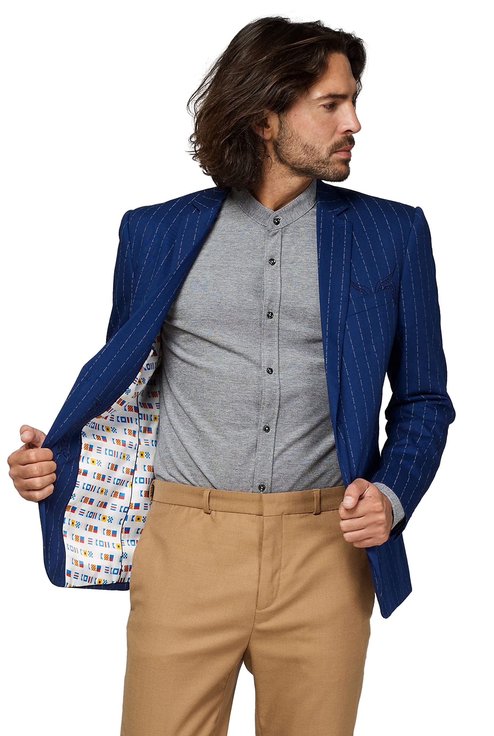 Opposuits Men's Tall Captain Uniform Costume - Navy Blue - Halloween, Cosplay, and Themed Party Outfit