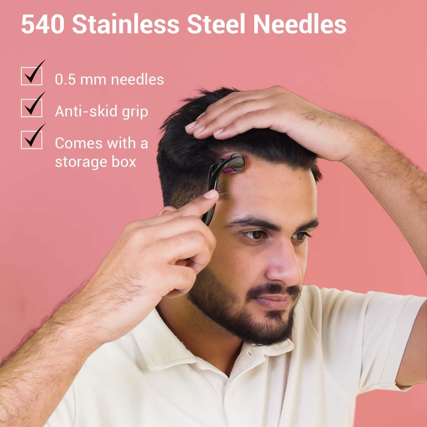 Sotrue 0.5mm Derma Roller with 540 Titanium Needles for Hair Growth & Acne Scar Treatment | Hair Follicle Activator | Damaged Hair Repair | Safe & Effective Skin Care Tool | Perfect for Home Use & Salon Treatments