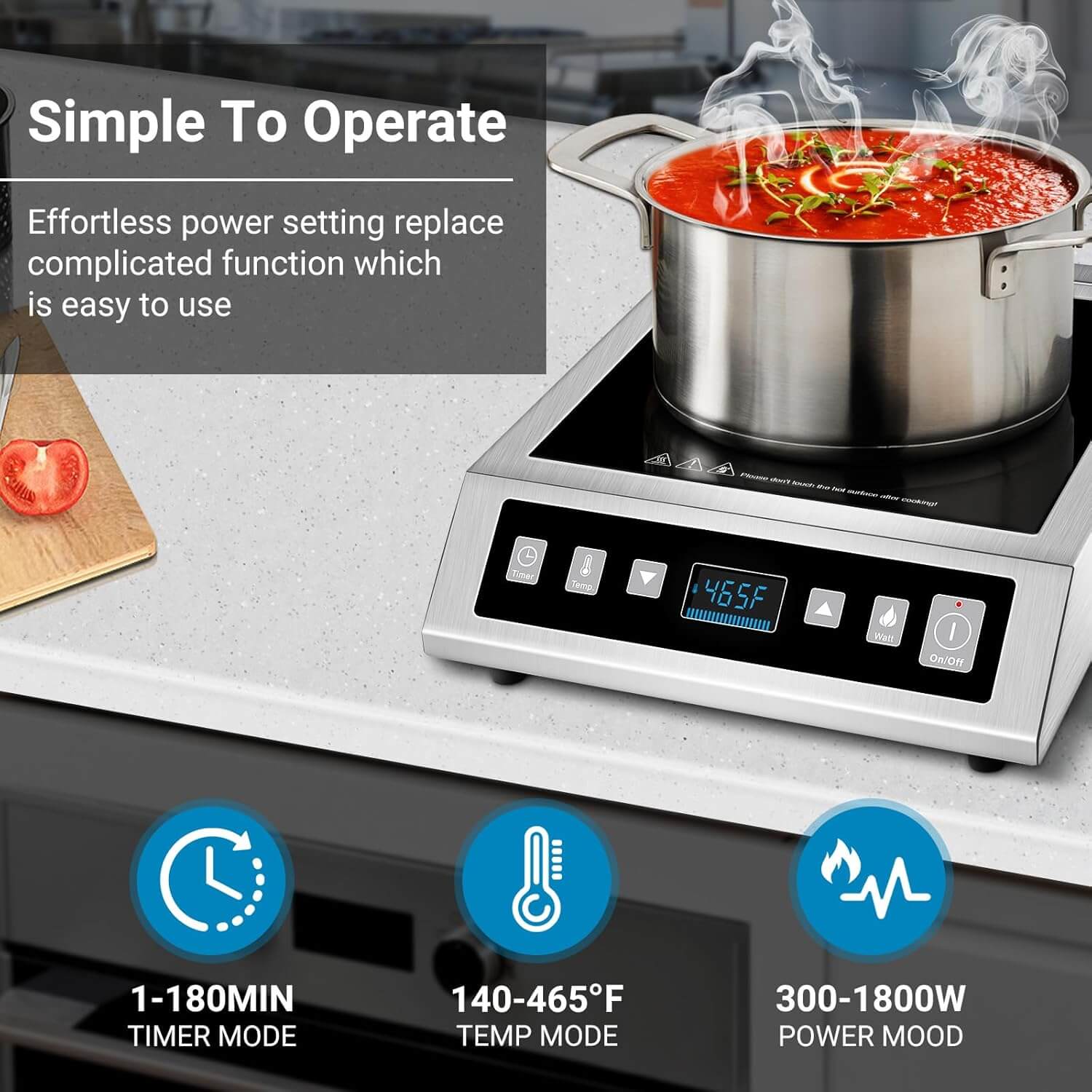 AMZCHEF 1800W Portable Induction Cooktop - Countertop Burner with 10 Power Levels, Fast Heating & Energy Efficient - Perfect for Home Kitchen, Dorm, RV & Outdoor Cooking