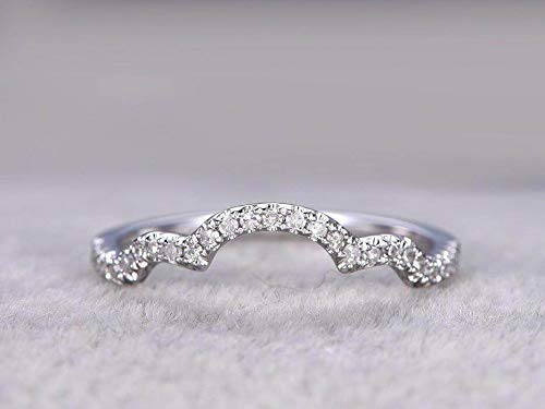 0.50 Carat Diamond Wedding Band - Curved Design 18k Gold Plated Anniversary Ring for Women - Perfect for Bridal, Engagement & Special Occasions
