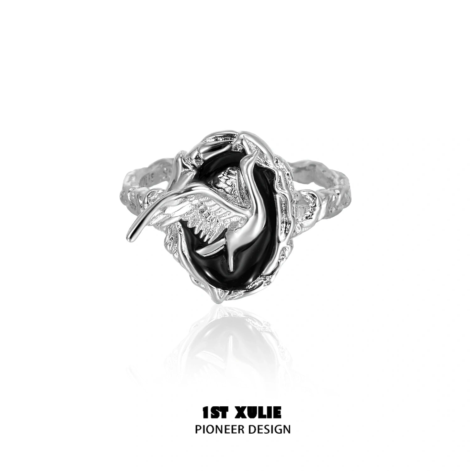 Soaring Cranes S925 Sterling Silver Adjustable Ring for Women - Elegant Stackable Jewelry for Everyday Wear & Special Occasions