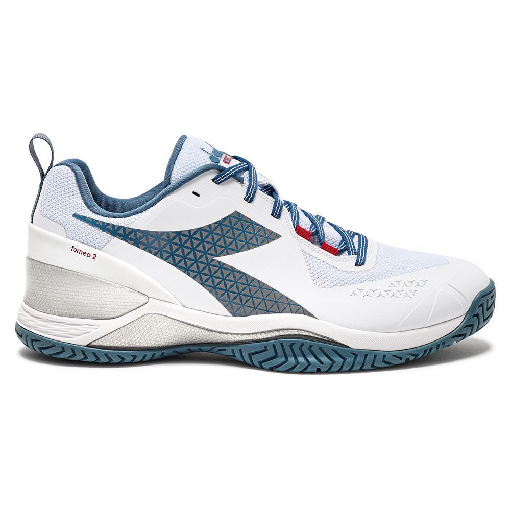 Men's Blushield Torneo 2 AG Tennis Shoes - White & Oceanview Color - Lightweight & Durable for Competitive Play & Court Training