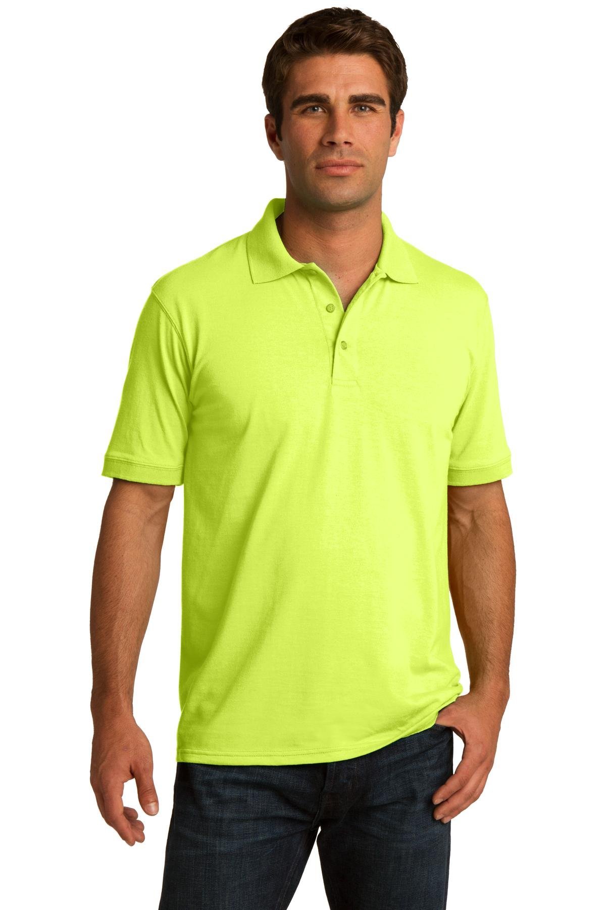 Port & Company Men's Big and Tall Knit Polo Jersey - Safety Green - Comfortable Stretch Fabric for Work & Casual Wear - Large Tall Size