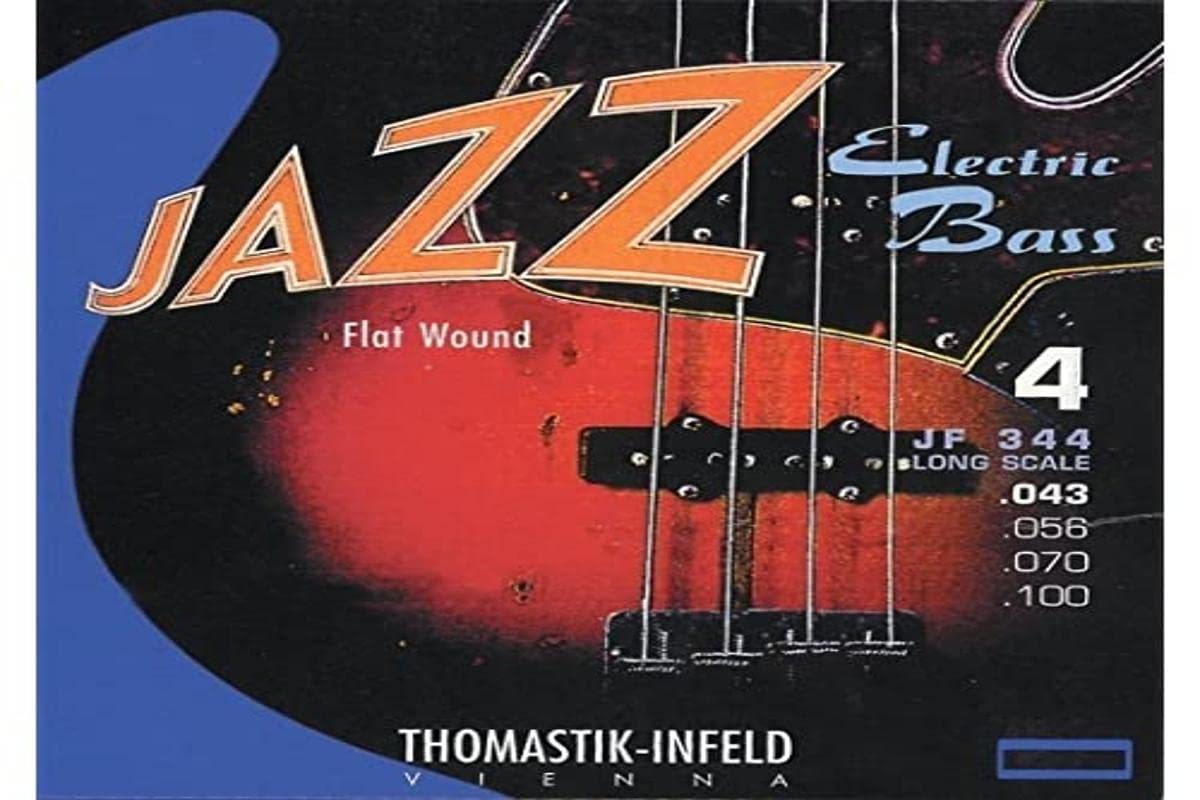 Thomastik-Infeld JF34056 Jazz Flat Wound Bass Guitar Strings - Nickel Plated, Steel Core D String for Smooth Playability & Warm Tone | Perfect for Jazz, Blues & Studio Recording