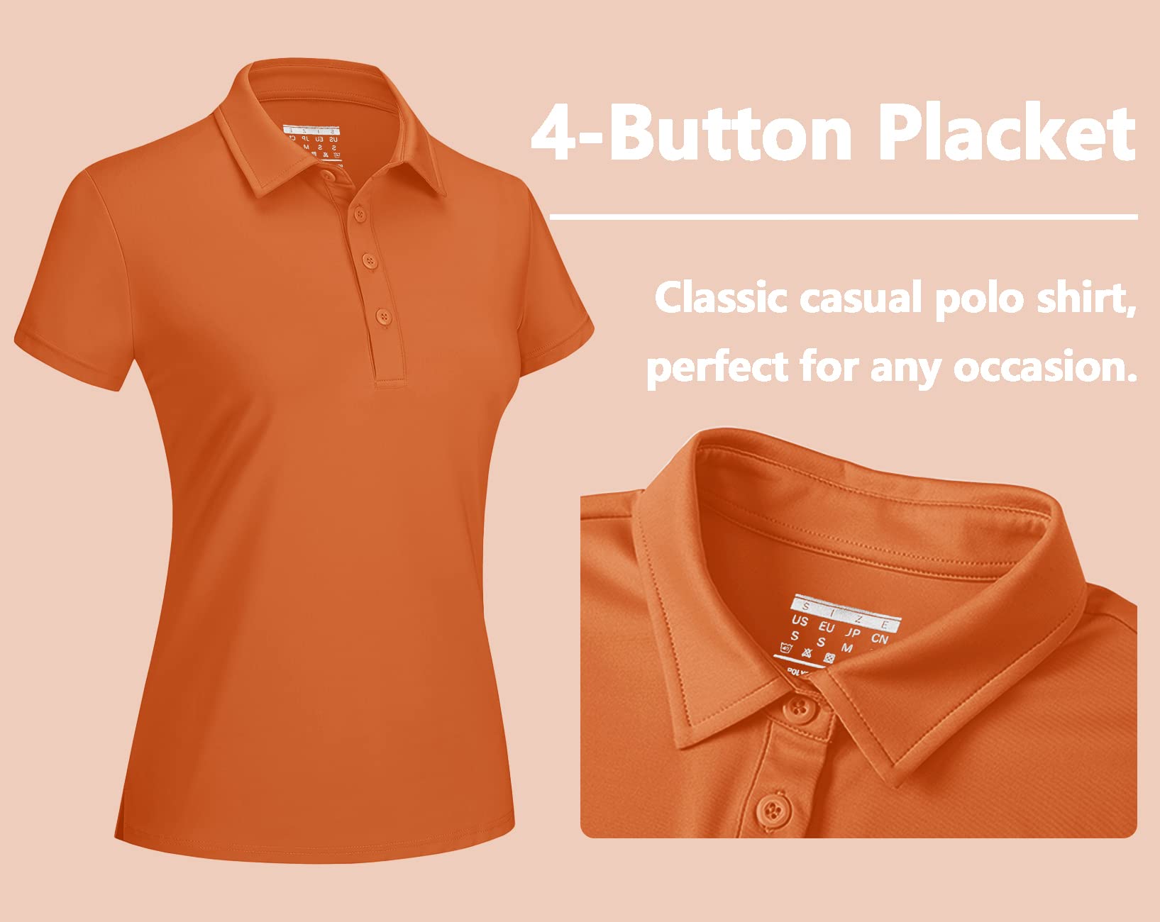 TACVASEN Women's Quick Dry Golf Polo Shirt - UPF 50+ Sun Protection, Breathable Short Sleeve Collared Top for Golf, Tennis & Outdoor Activities