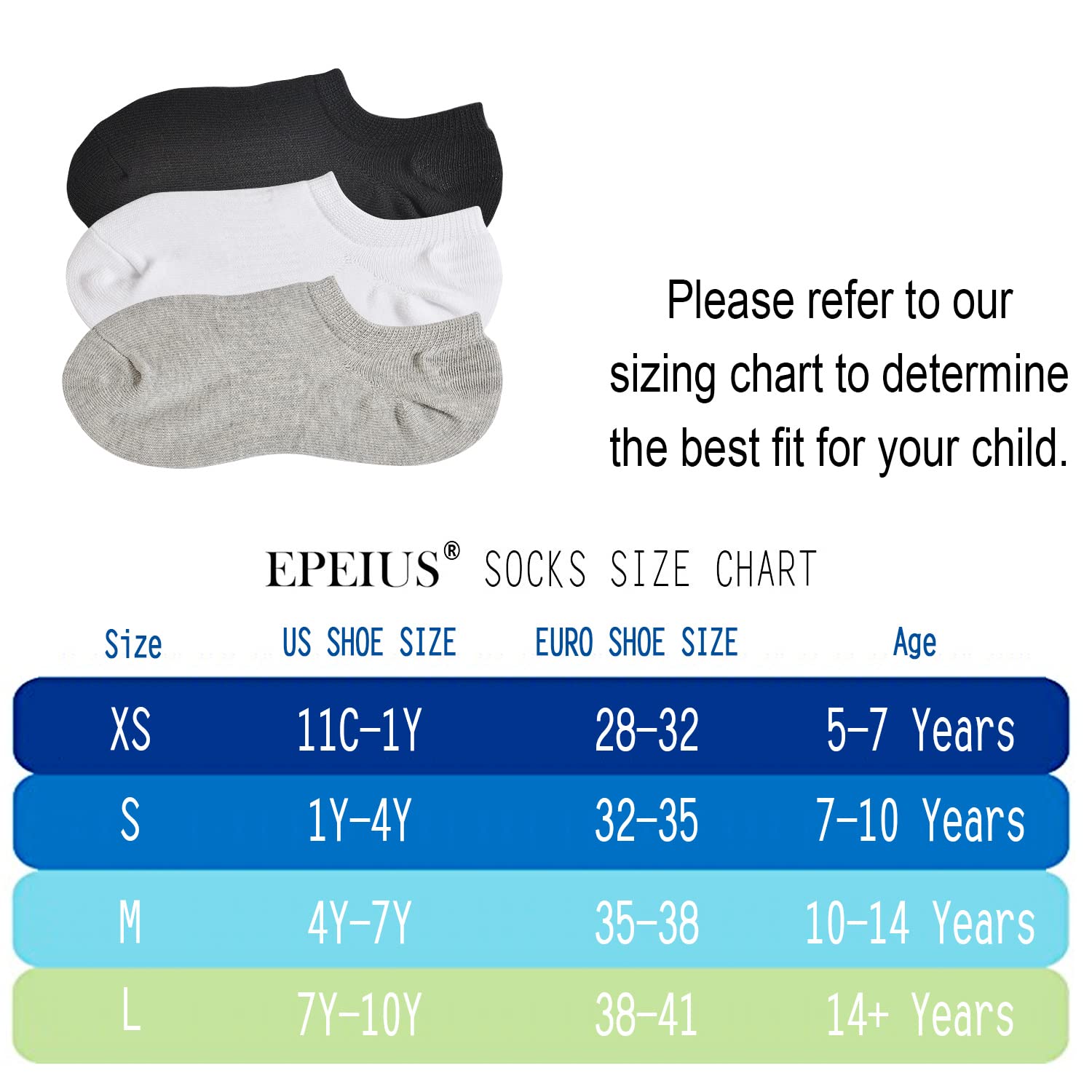 EPEIUS Kids No Show Socks for Girls & Boys - 6/12 Pack Low Cut Cotton Socks with Non-Slip Grip - Perfect for School, Sports & Everyday Wear