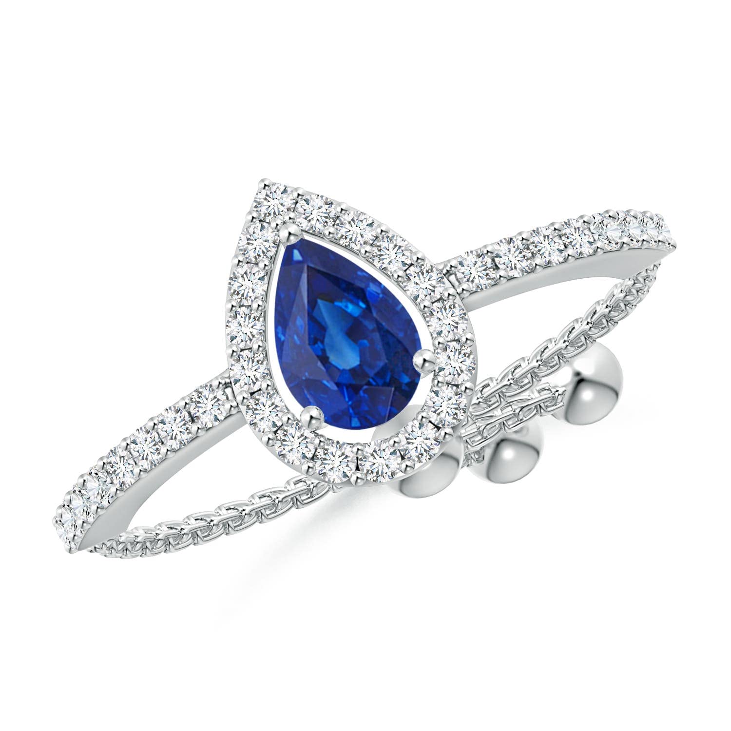 Angara Natural Blue Sapphire Halo Ring for Women - 14K Solid Gold September Birthstone Jewelry | Elegant Wedding, Engagement & Anniversary Gift for Her | Perfect for Proposals, Romantic Occasions & Special Celebrations