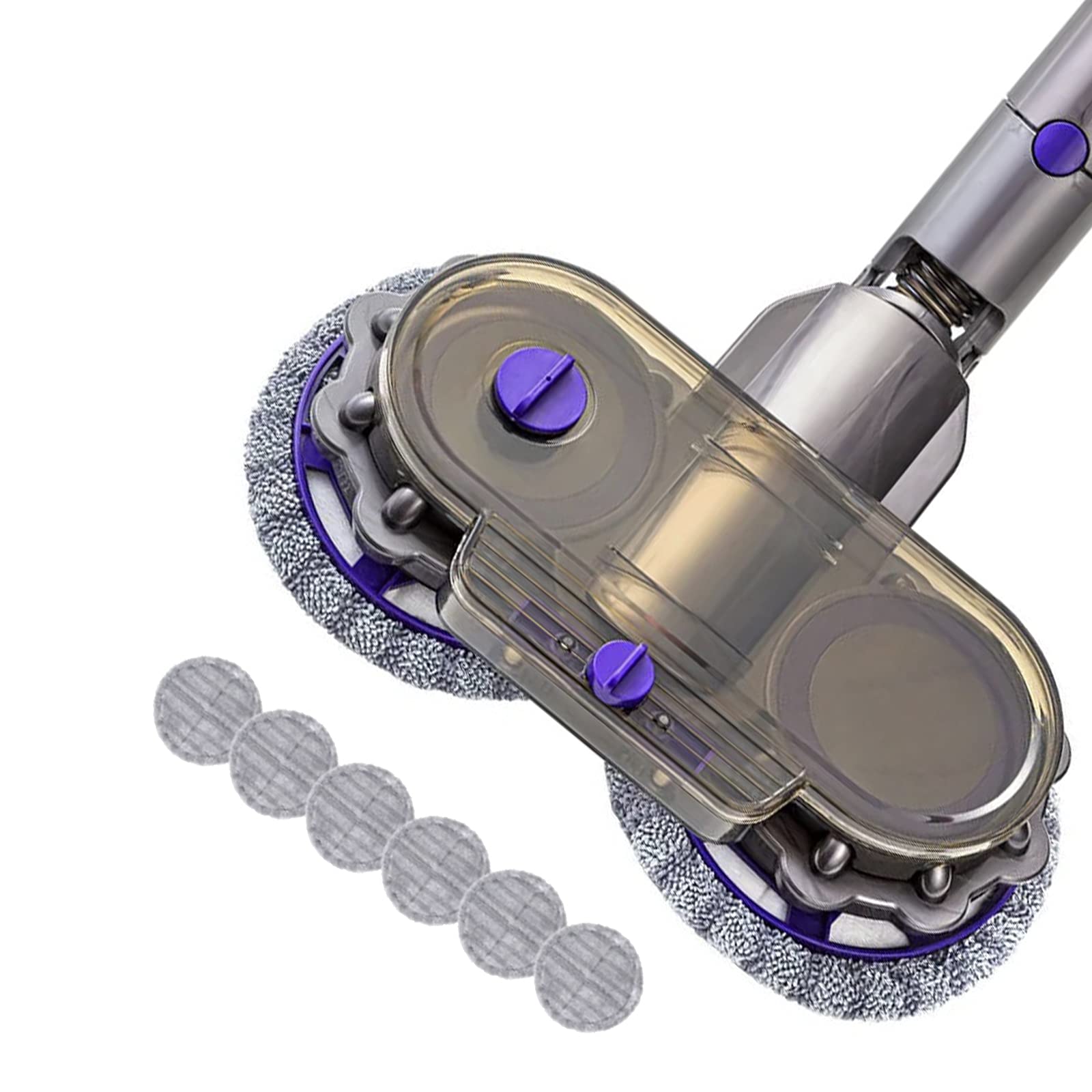 LIMIAO Electric Dry and Wet Mop Head for Dyson V7 V8 V10 V11 Cordless Vacuum - 6 Washable Pads & Water Tank - Hardwood Floor Cleaner for Pet Hair, Dust - Perfect for Kitchen, Living Room, and Tile Cleaning
