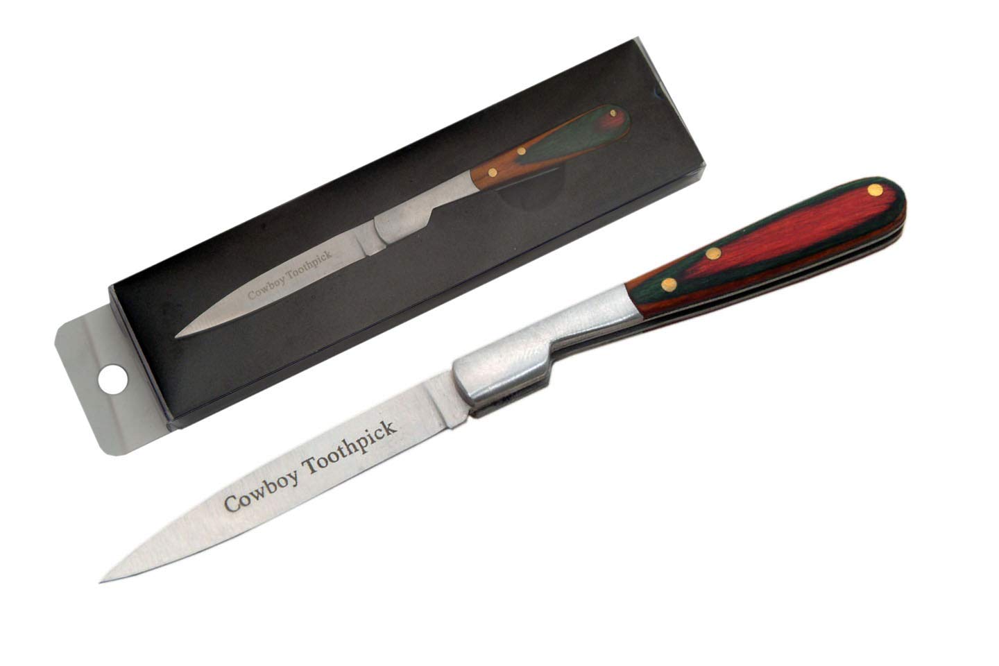 SZCO Supplies 212071-CB Silver & Brown Cowboy Toothpick Knife - Perfect for Outdoor Adventures, Camping, and Western Style Collection