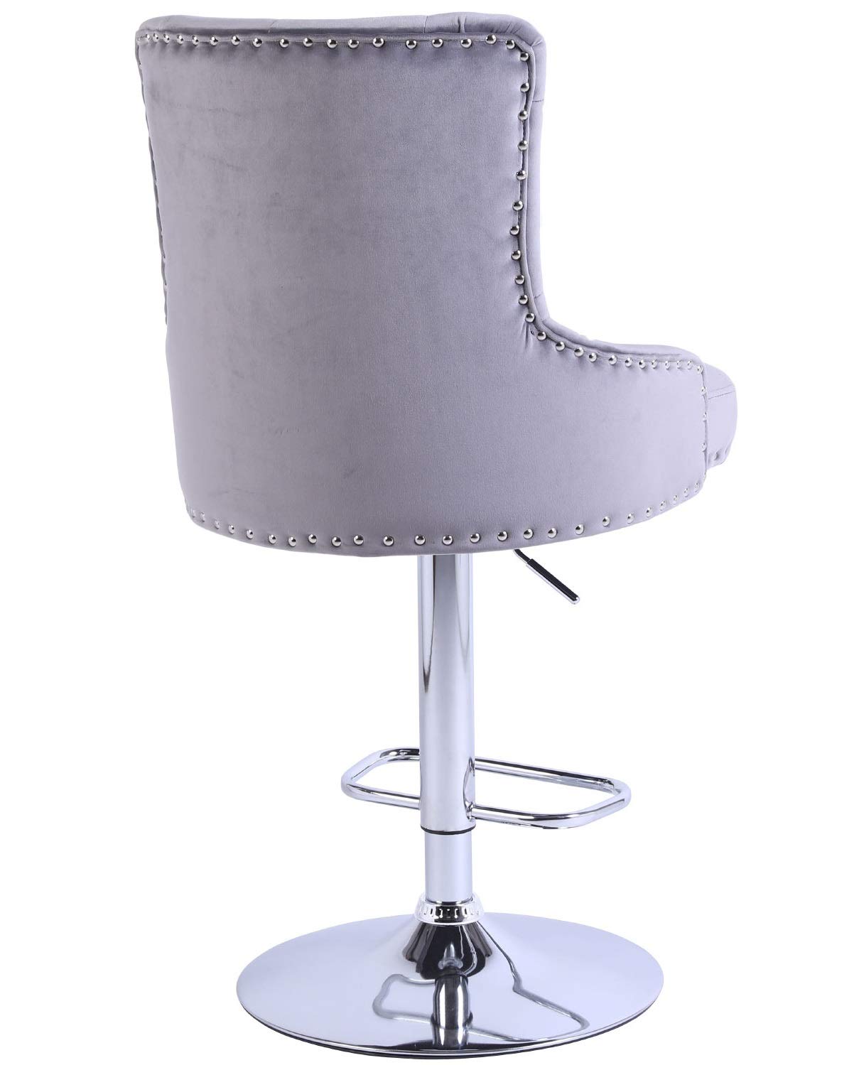 Swivel Bar Stools with Velvet Upholstery - Adjustable Height Counter Stools with Polished Chrome Metal Base - Set of 2 for Kitchen Island, Breakfast Bar & Home Decor (Gray) - Modern & Comfortable Seating for Dining & Entertaining