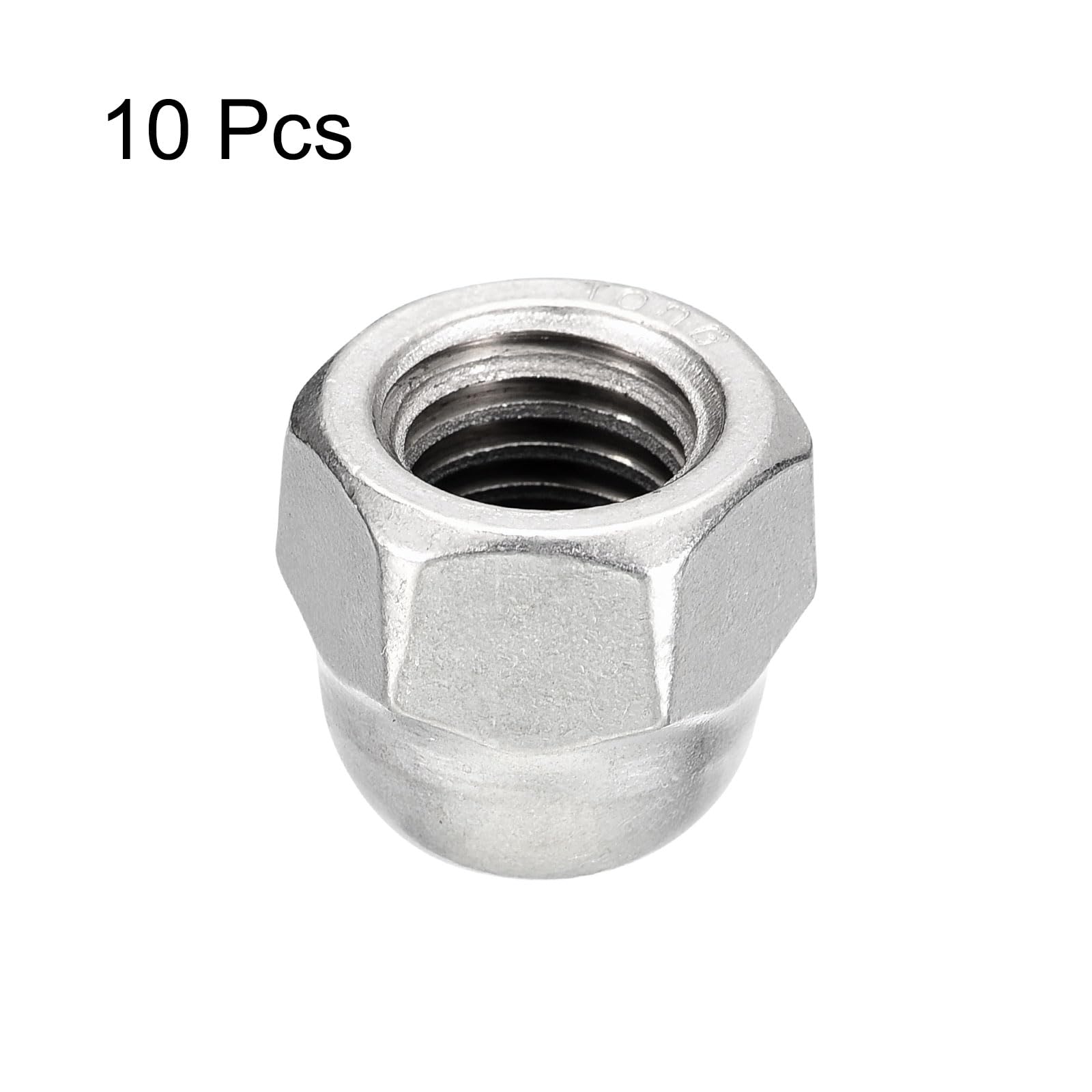 uxcell 1/2-13 Acorn Cap Nuts, 10pcs - 304 Stainless Steel Hex Dome Head Nuts for Fasteners & Hardware (Silver) | Ideal for Automotive, Furniture & DIY Projects