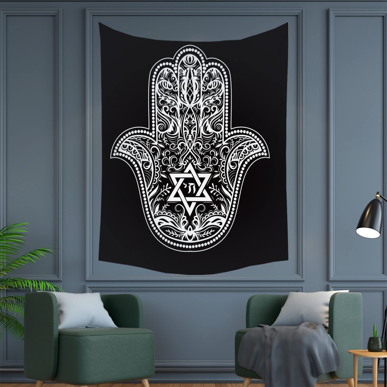 Psychedelic Wall Tapestry for Bedroom Decor - 37x29 Inch Boho Hippie Wall Hanging Art for Living Room, Dorm, Home - White Palm Design - Perfect for Meditation Spaces, Music Festivals & Bohemian Style Rooms