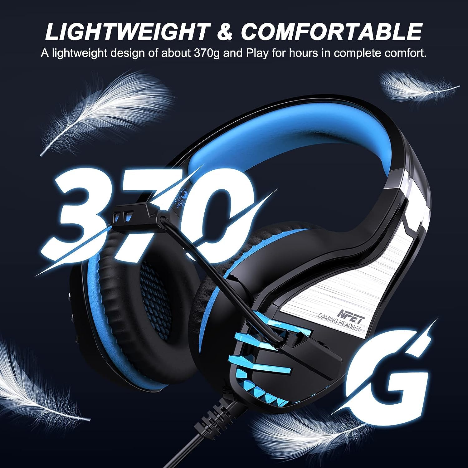 NPET HS10 Stereo Gaming Headset - 2 Pack Noise Cancelling Over-Ear Headphones with Mic for PS5, PS4, Xbox One & PC | LED Lights, Bass Surround, Soft Memory Earmuffs (Blue) - Perfect for Gaming, Streaming & Online Classes