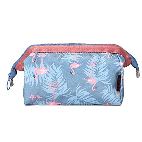 VHKD Multifunctional Printed Cosmetic Organizer Pouch for Women - Travel Makeup Bag, Jewelry Storage & Stationery Case | Portable Vanity Purse with Grey Flamingo Design | Perfect for Travel, Home Organization & Gift Giving