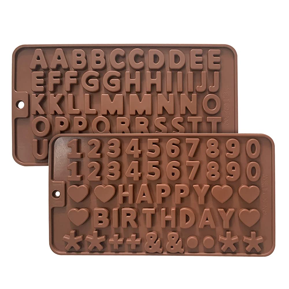 2 Pack Silicone Letter Molds for Chocolate, Resin & Candy Making - Alphabet Number Molds for DIY Cake Decorating, Birthday Party Favors & Unique Edible Crafts (Perfect for Baking, Soap Making & Candle Crafting)