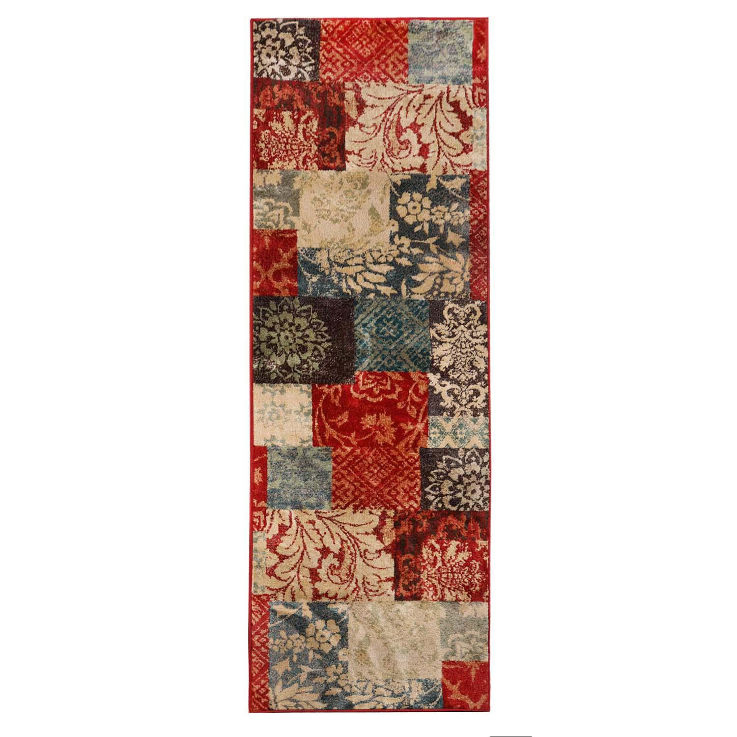 Kennicot Elegant Floral Patchwork Indoor Area Rug & Runner Rug - Soft Non-Slip Living Room Carpet for Bedroom, Hallway, Nursery Decor