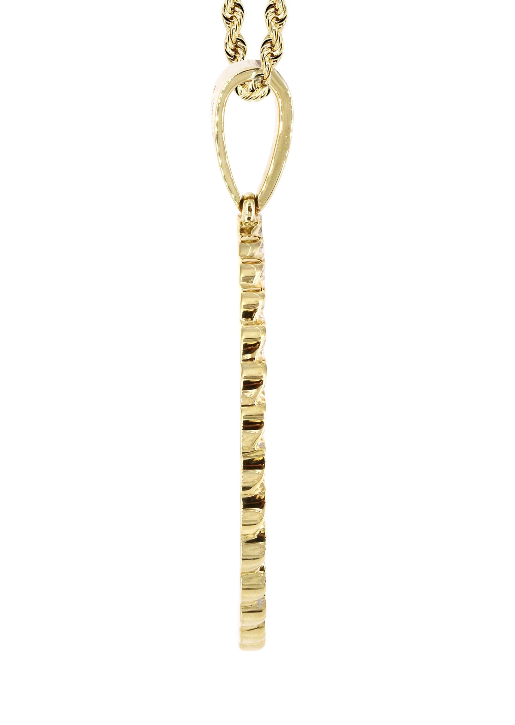 10K Yellow Gold Small Diamond Round Cuban Picture Pendant Necklace for Women | 18 Grams | Elegant Gift for Birthday, Anniversary & Valentine's Day