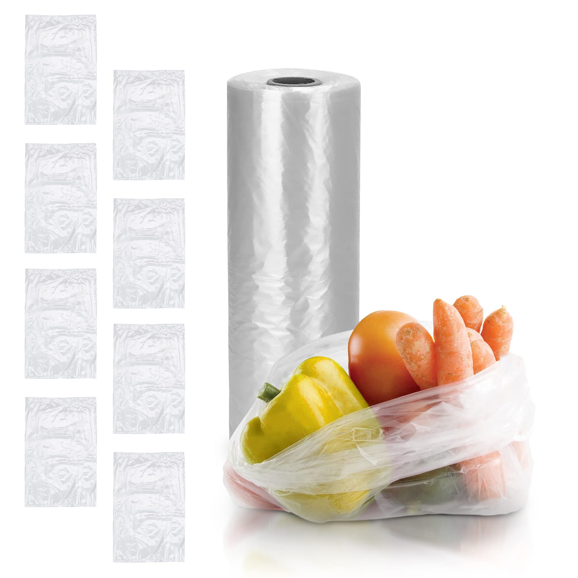 APQ 2600 Clear Plastic Bags 12x20 with Warning - 8 Micron Thick Polyethylene Storage Bags (4 Rolls) for Food, Fruits, Vegetables & Meat | Perfect for Grocery Stores, Farmers Markets & Food Packaging