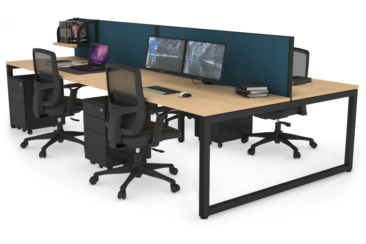 Quadro Loop Legs 4 Person Office Workstation - 1800L x 800W with Cable Management Scallop - Ideal for Collaborative Workspaces & Open Office Environments