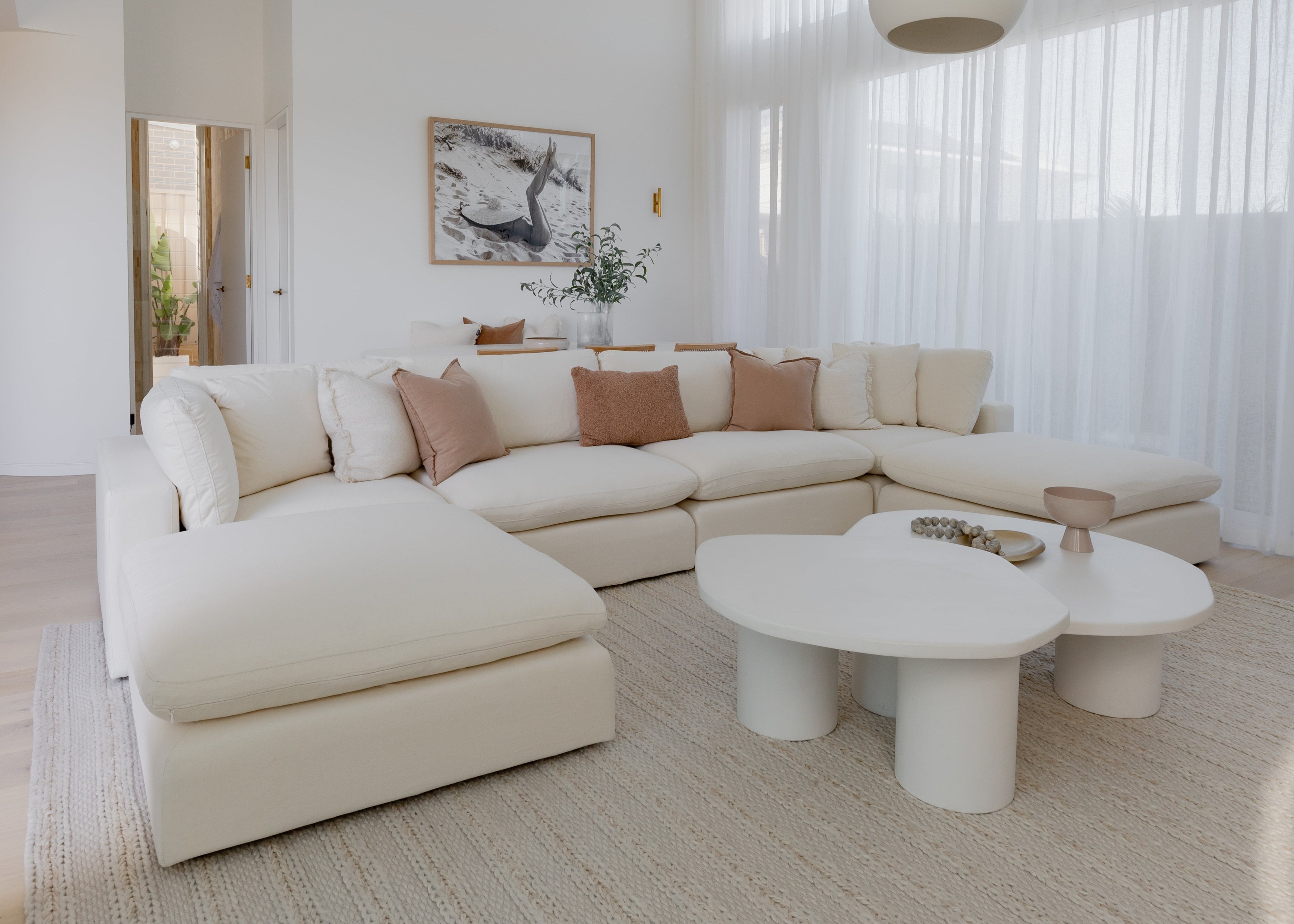Modular 6-Piece Sectional Sofa Set in Sol Ivory - Modern L-Shaped Couch for Living Room, Family Room & Lounge Areas