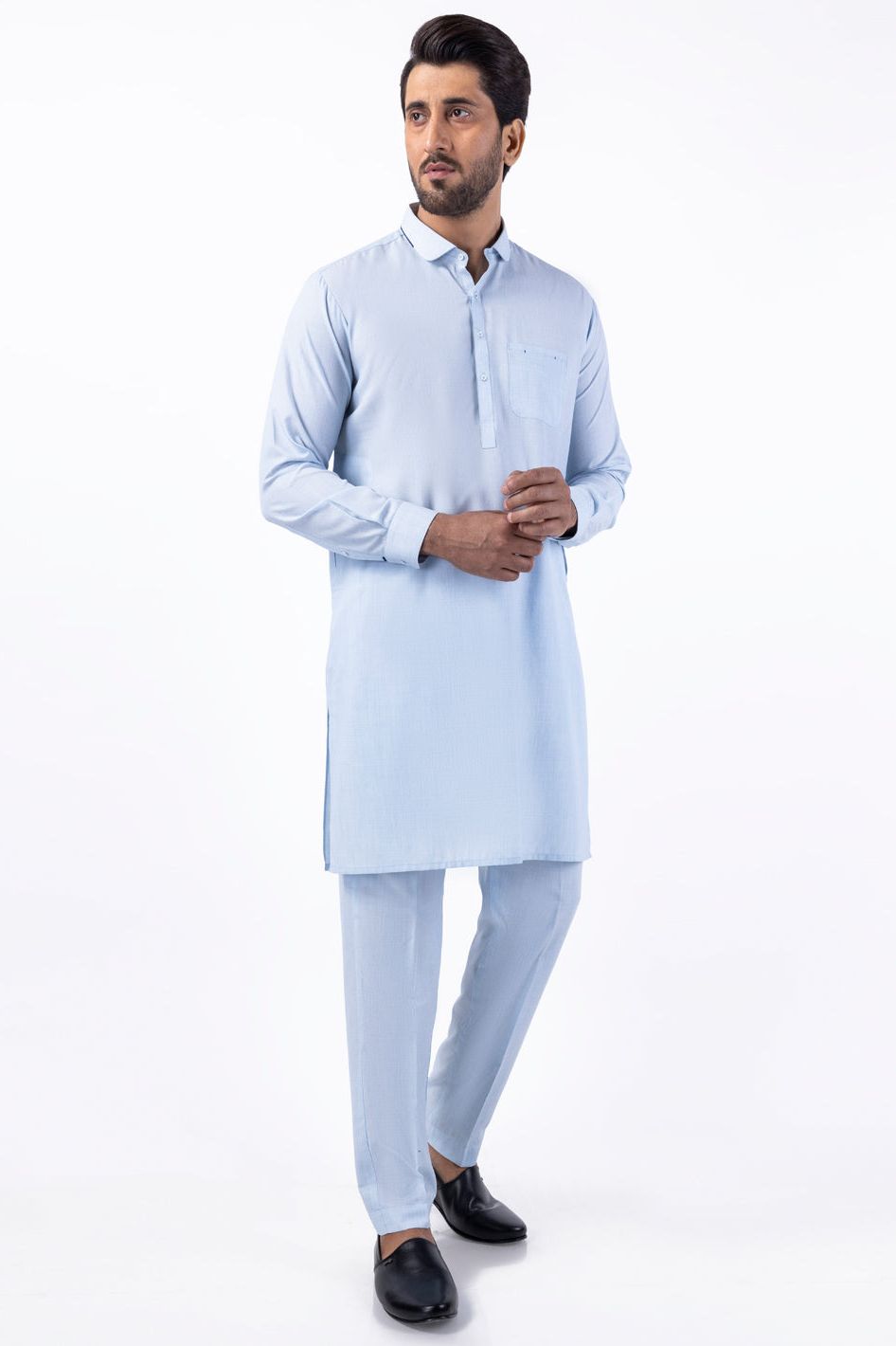 Stylish Light Blue Kurta Pajama Set for Men - Traditional Indian Ethnic Wear for Festivals & Weddings