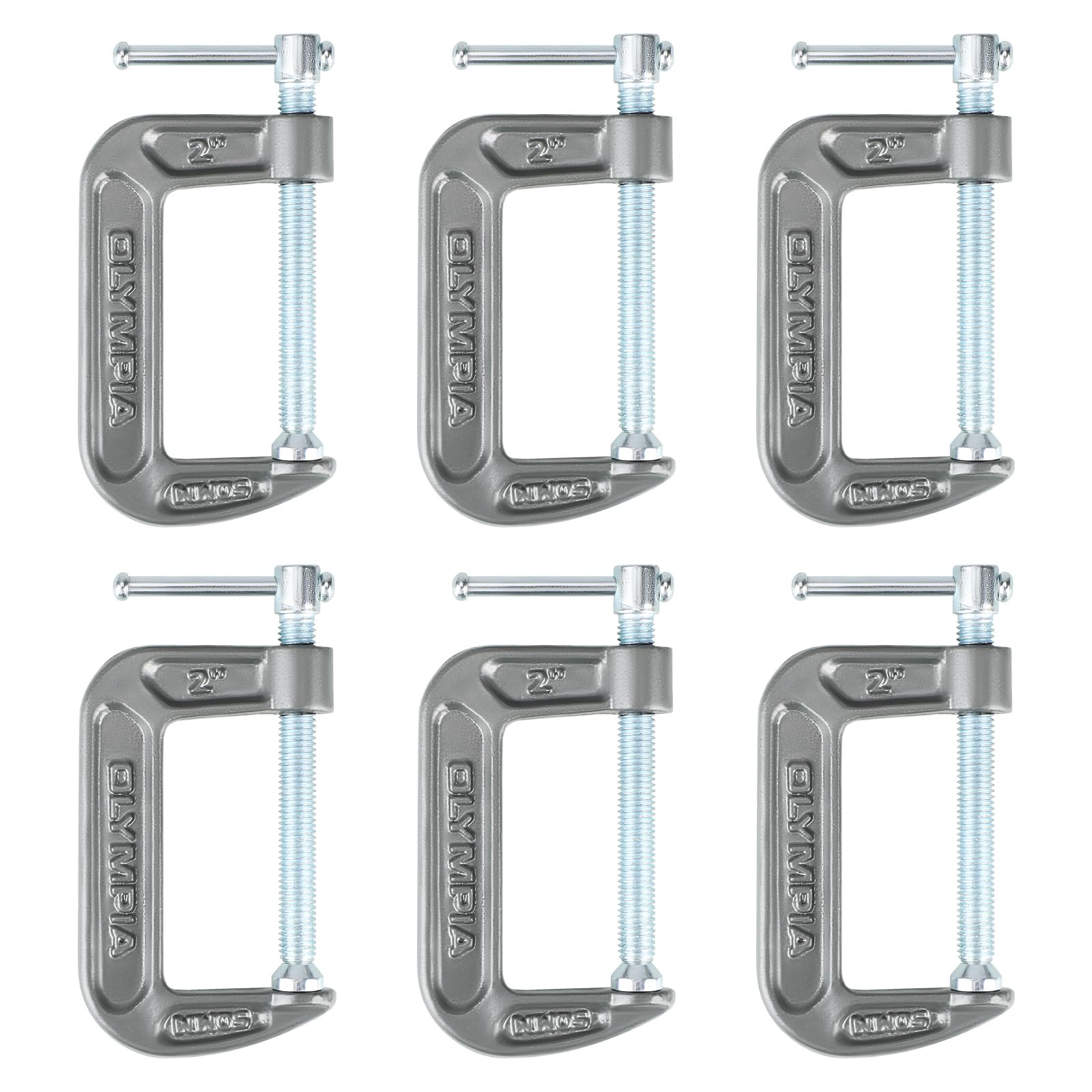 Heavy Duty Cast Iron C-Clamps 6-Pack - 2